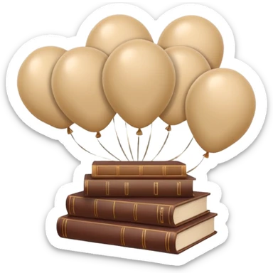 5 beige balloons and books sticker