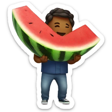 Emoji eating watermelon  sticker
