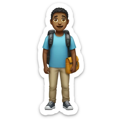 Full length teenager with backpack sticker