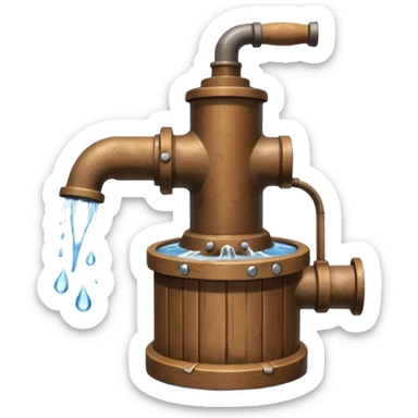 Ghibli style water pump with water pouring out of it sticker