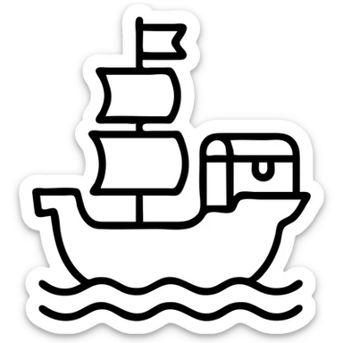 pirate ship with treasure chest sticker
