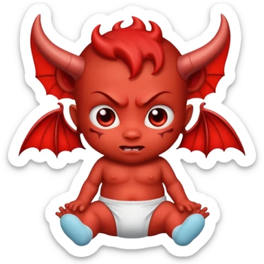 Cute baby devil in a diaper sticker