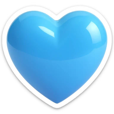 a blue heart with a glossy finish sticker