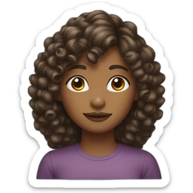 Brown girl that have bangs and has curly hair sticker