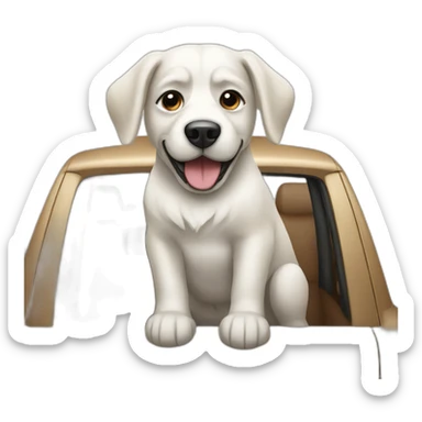 dog driving a mercedes sticker