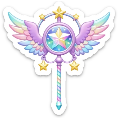 Kawaii decora cutecore starlight staff with wings sticker