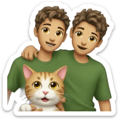 boy twins with a cat sticker