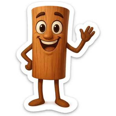 Create a happy expression for a cinnamon stick character. The character should have a joyful and cheerful face with a transparent background. sticker