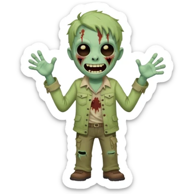 A cute, cheerful zombie is laughing hard, standing up sticker