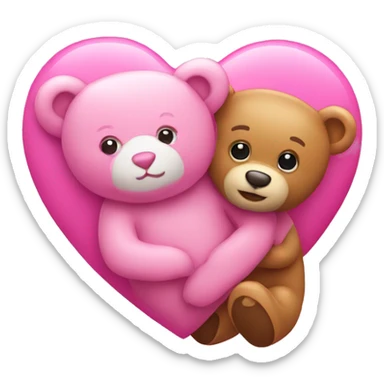 Pink heart with teddy bear sticker