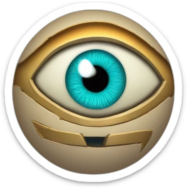 3d sphere with a cartoon Strider skin texture with Eye of Horus sticker