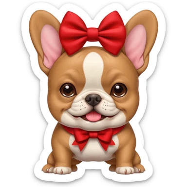 Make an emoji of a French bulldog and add a bow. sticker