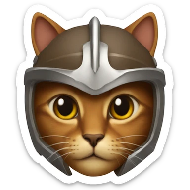 brown cat in spartan helmet sticker