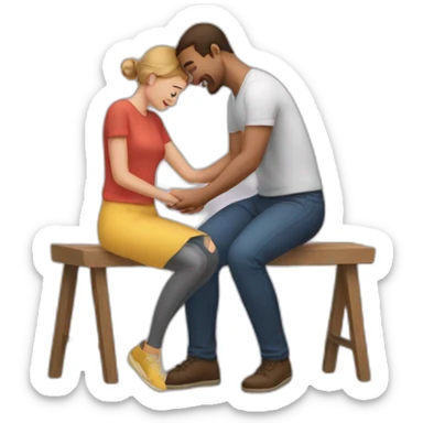 Man on knee patting woman’s head sticker