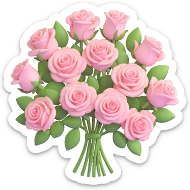 pastel pink colored rose bouquet sticker