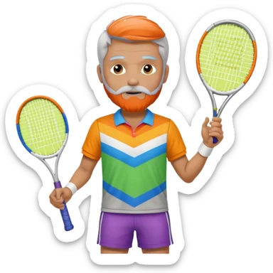 Male Tennis player with silver gray hair and beard dressed in Pride colors  sticker
