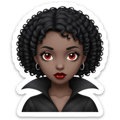 A black vampire girl with short curly hair sticker