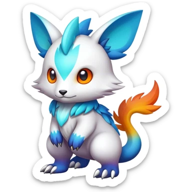 Cute cool colorful fantasy animal hybrid Fakemon full body sticker