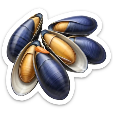 emoji of 3 open mussels sticker