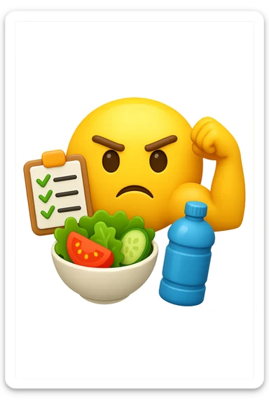 emoji 3d stile iphone che rappresenta la costanza nel seguire un piano di allenamento e di dieta 3d sticker