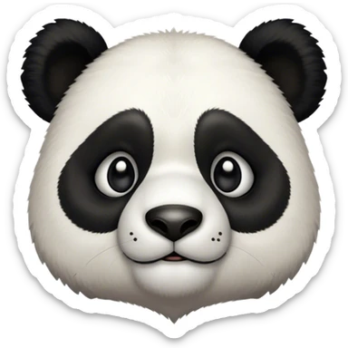 Cinematic Noble Panda Portrait Emoji, Poised and regal, with a robust, sturdy build and a strikingly contrasting black and white Fur, deep-set soulful dark eyes, Simplified yet sharp and sophisticated features, highly detailed, glowing with a soft, dignified glow, high shine, intelligent and gentle, stylized with an air of bamboo forest majesty, focused and attentive, soft glowing outline, capturing the essence of a watchful and confident companion, so majestic it feels as though it could lumber out of the screen with effortless authority! sticker