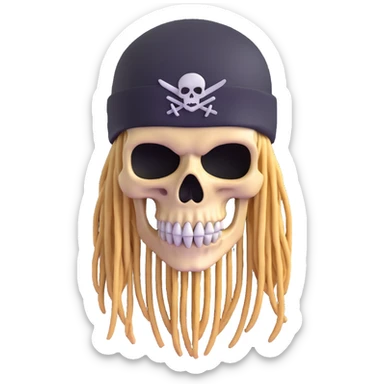 skull with dreadlocks wearing a ski mask sticker