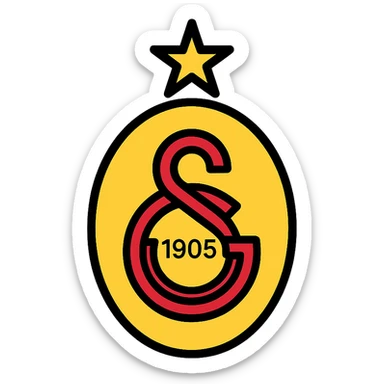 Galatasaray crest as a lineal color icon, black outlines, filled with yellow and red, optimized for digital interfaces sticker