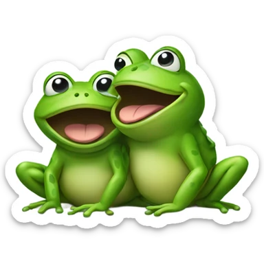 Frogs twisting their tounges together sticker