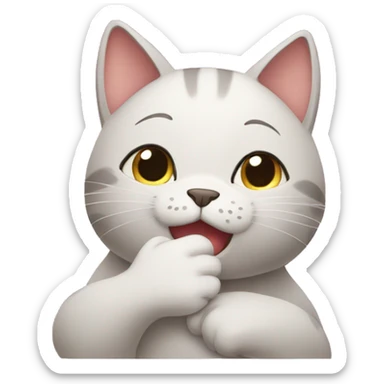 Shy cat covering her mouth with paw  sticker