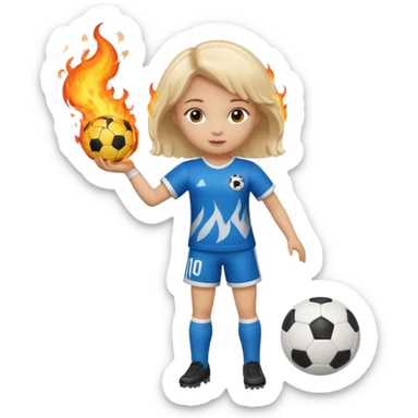 Boneca segurando uma Bola de futebol e somente a bola está queimando sticker