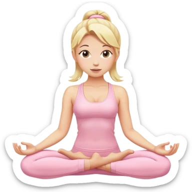 blonde yoga girl light pink clothes n sticker