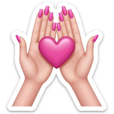 hands with long pink nails doing a hand heart like this 🫶🏼 sticker