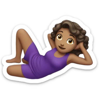 a girl laying on stone with purple dress sticker