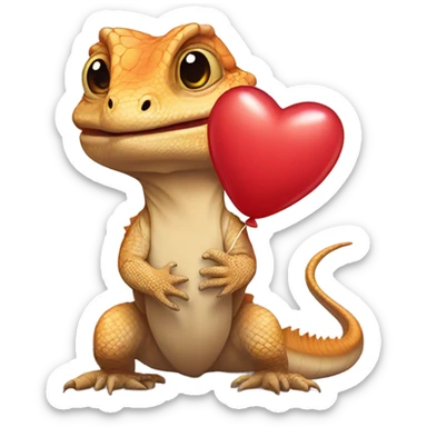 bearded dragon with heart balloon sticker