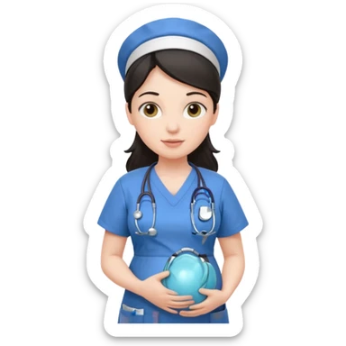 pregnant dark haired nurse sticker