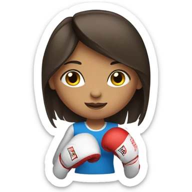 Brunette white girl wearing boxing gloves sticker