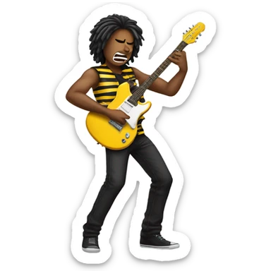 Rockstar playing yellow and black striped guitar sticker