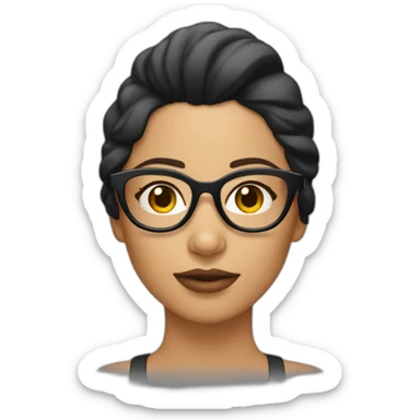 mujer morena con gafas coleta sticker