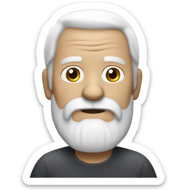 Old man, white hair, a long white beard, and a calm expression. Add a crown on his head. sticker