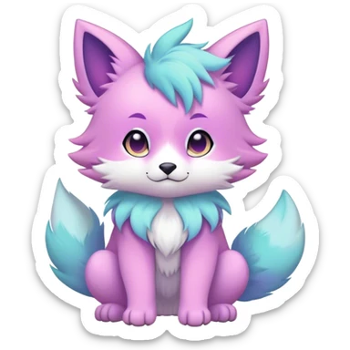 Kawaii pastel edgy colorful ethereal anthro fursona Fakemon sticker