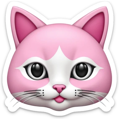 Bir siyah renkli kedi gözleri yeşil ve oturuyor boynunda pembe tasma var sticker