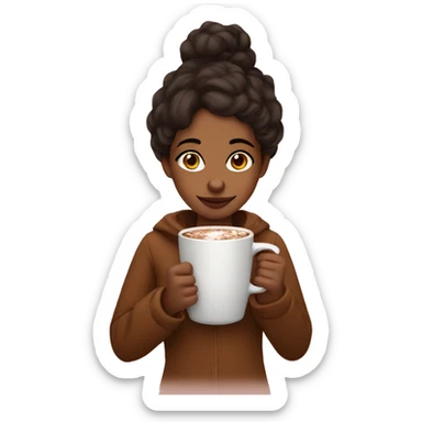 Brown skin girl with  sipping hot chocolate  sticker