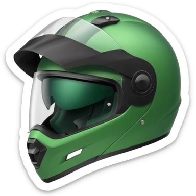 green motorcycle helmet with visor sticker