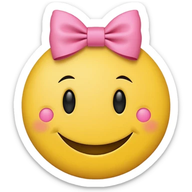 A smiley face with a little pink bow sticker