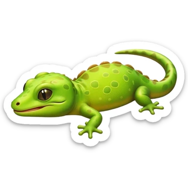 Meme-Worthy Cute Sleeping Gecko Portrait Emoji, Head resting peacefully with a contented smile, showcasing a diminutive, patterned body with smooth scales and eyes gently closed in serene slumber, Simplified yet adorably endearing features, highly detailed, glowing with a soft, drowsy tropical light, high shine, relaxed and utterly lovable, stylized with an air of playful laziness, soft glowing outline, capturing the essence of a sleeping gecko that feels destined to become the next viral icon of adorable rest! sticker
