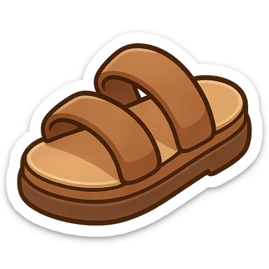 large brown sandal, fun and simple, cartoon style, chibi stickers style sticker