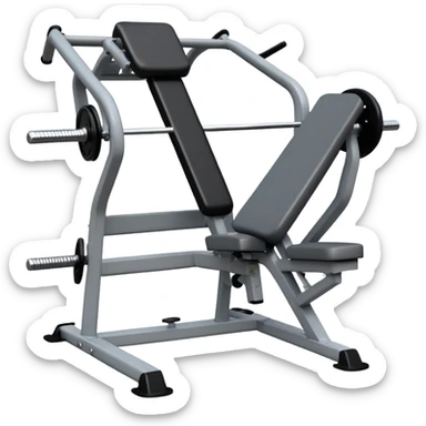 sturdy steel-framed chest press machine with padded seat and horizontal handles sticker