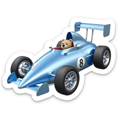  blue and lightly chrome Antique-looking shopping cart sized race car for teddy bear with custom aero body and rear wing  sticker