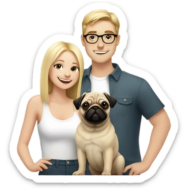 boy in glasses with blonde girlfriend and pug sticker