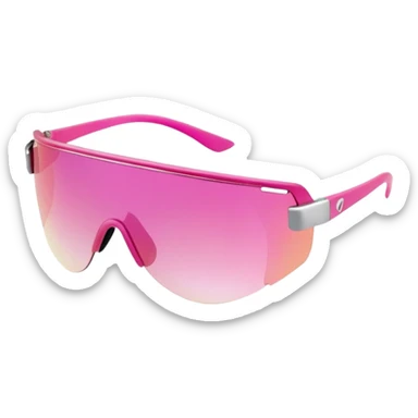 sporty pink shield visor sunglasses with metallic frame, athletic design, pink gradient one-piece lens sticker